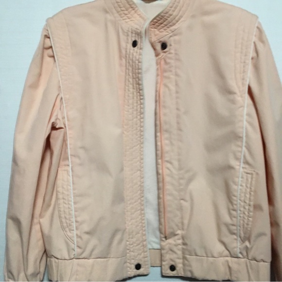 Vtg Rare Extended shoulder space jacket Peach cotton blend zip snap lined jacket - Picture 3 of 14